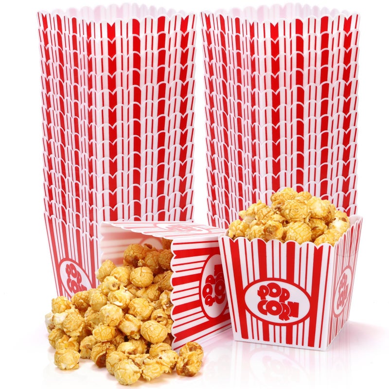 Tebery 30 Pack Plastic Open-Top Popcorn Boxes Reusable Popcorn Containers Bucket Tub - 3.75" Tall x 3.75" Square - Image 1